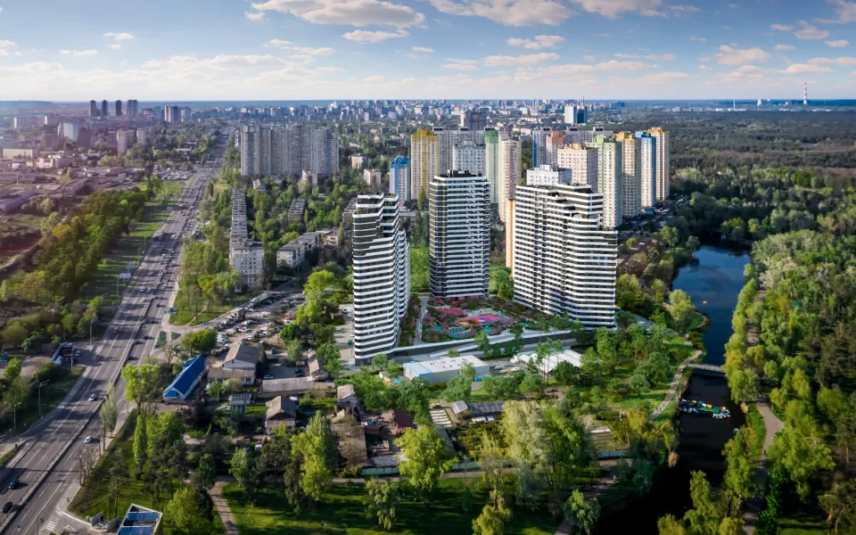 Archviz, Аеро + 3D і види з вікон для ЖК «Паркові озера 2»